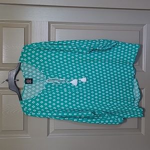 41. Bobeau tassle split neck rayon top size extra large
